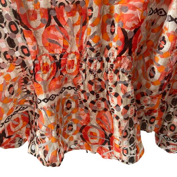 Ruby Rd Womens Long Sleeve Button Up Blouse Sz 18 Top Orange Brown Elastic Back - Picture 3 of 6